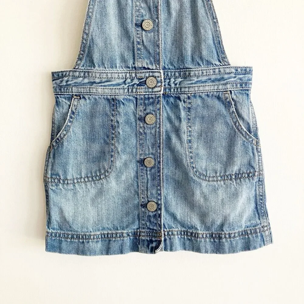 babyGap Denim Overall Dress Toddler Girl Size 3 Blue Jean Pockets 100% Cotton